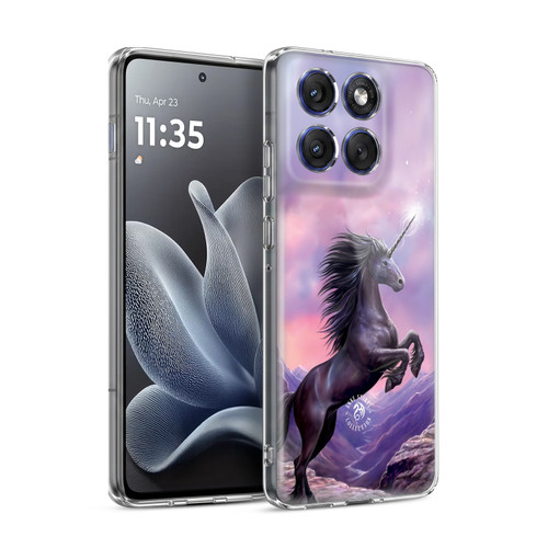 Anne Stokes Mythical Creatures Black Unicorn Soft Gel Case for Motorola Edge 70