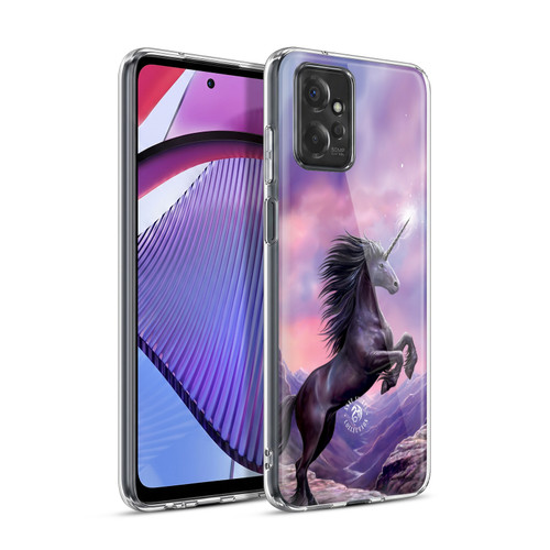 Anne Stokes Mythical Creatures Black Unicorn Soft Gel Case for Motorola Moto G Power (2023)