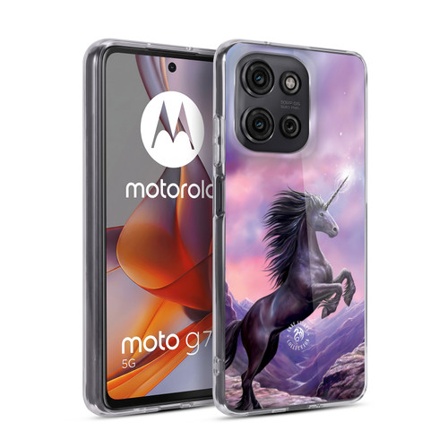 Anne Stokes Mythical Creatures Black Unicorn Soft Gel Case for Motorola Moto G75