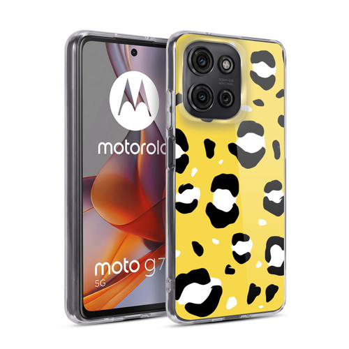 Grace Illustration Animal Prints Yellow Leopard Soft Gel Case for Motorola Moto G75