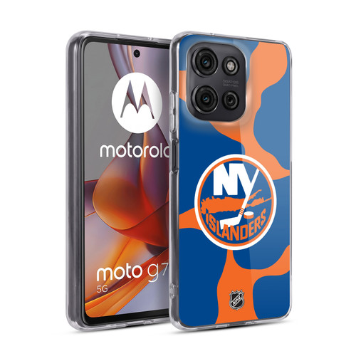 NHL New York Islanders Cow Pattern Soft Gel Case for Motorola Moto G75