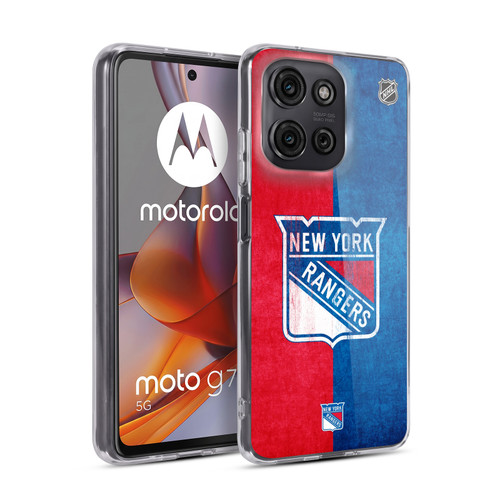 NHL New York Rangers Half Distressed Soft Gel Case for Motorola Moto G75