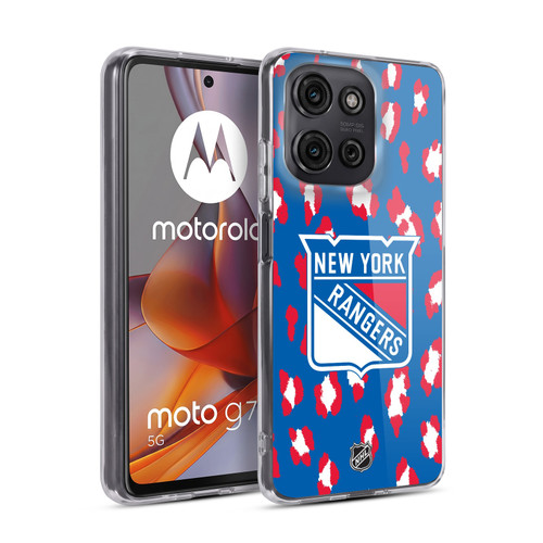 NHL New York Rangers Leopard Pattern Soft Gel Case for Motorola Moto G75