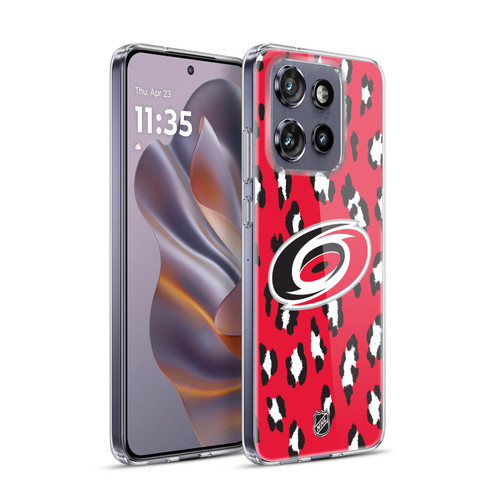 NHL Carolina Hurricanes Leopard Pattern Soft Gel Case for Motorola Edge 50 Neo