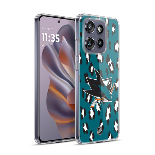 NHL San Jose Sharks Leopard Pattern Soft Gel Case for Motorola Edge 50 Neo