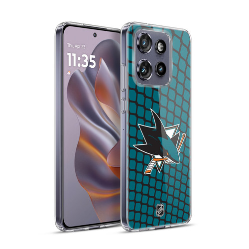 NHL San Jose Sharks Net Pattern Soft Gel Case for Motorola Edge 50 Neo