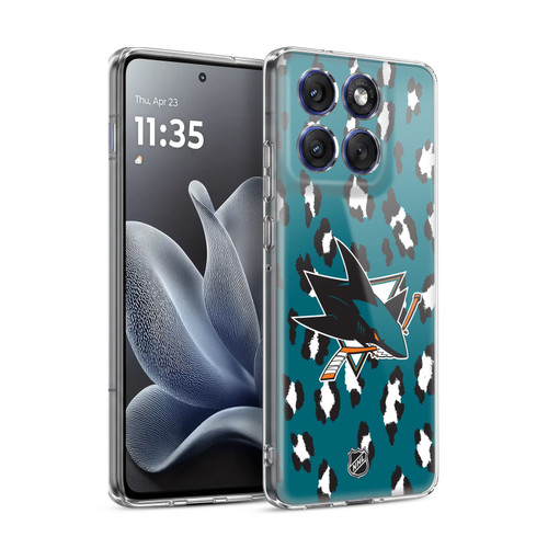 NHL San Jose Sharks Leopard Pattern Soft Gel Case for Motorola Edge 70