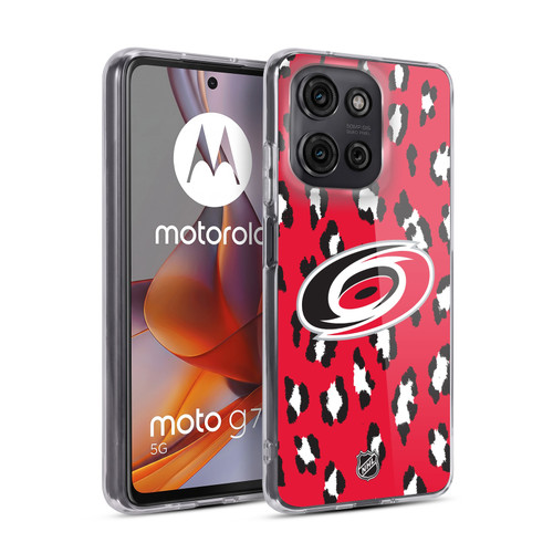 NHL Carolina Hurricanes Leopard Pattern Soft Gel Case for Motorola Moto G75