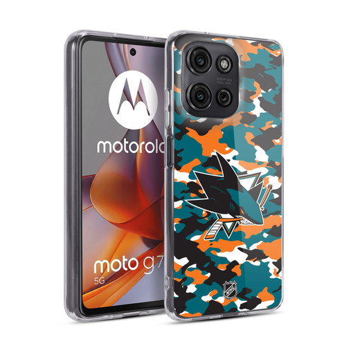 NHL San Jose Sharks Camouflage Soft Gel Case for Motorola Moto G75