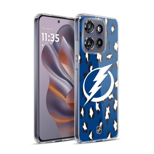 NHL Tampa Bay Lightning Leopard Pattern Soft Gel Case for Motorola Edge 50 Neo