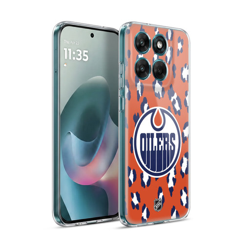NHL Edmonton Oilers Leopard Pattern Soft Gel Case for Motorola Moto G77