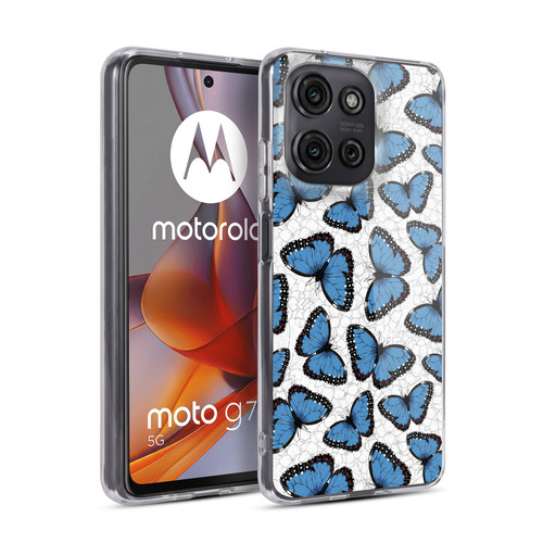 Katerina Kirilova Floral Patterns Blue Butterflies Soft Gel Case for Motorola Moto G75
