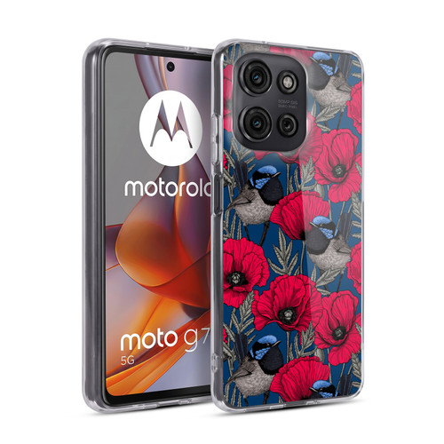 Katerina Kirilova Floral Patterns Fairy Wrens & Poppies Soft Gel Case for Motorola Moto G75