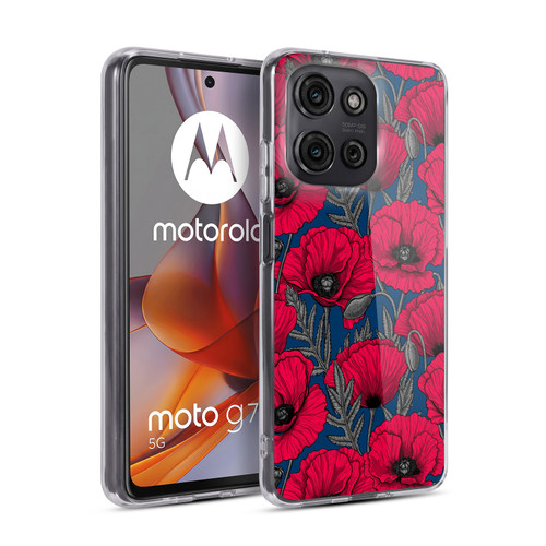Katerina Kirilova Floral Patterns Night Poppy Garden Soft Gel Case for Motorola Moto G75