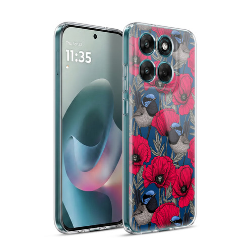 Katerina Kirilova Floral Patterns Fairy Wrens & Poppies Soft Gel Case for Motorola Moto G77