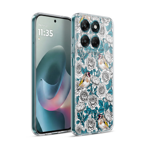 Katerina Kirilova Floral Patterns White Rose & Birds Soft Gel Case for Motorola Moto G77