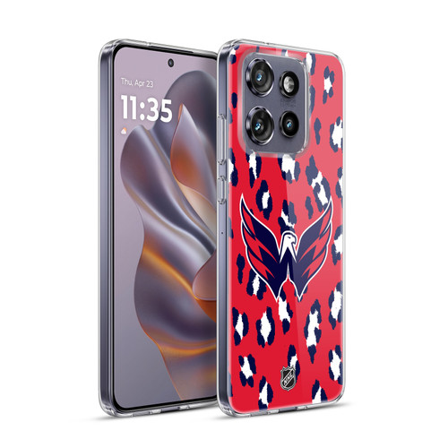 NHL Washington Capitals Leopard Pattern Soft Gel Case for Motorola Edge 50 Neo