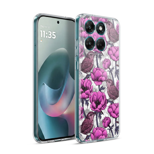 Katerina Kirilova Floral Patterns Wrens In Anemone Garden Soft Gel Case for Motorola Moto G77