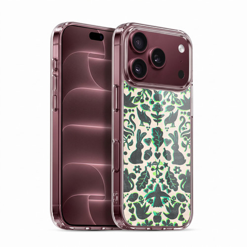 Micklyn Le Feuvre Animals Two Rabbits Folk Art Pattern Soft Gel Case for Apple iPhone 18 Pro