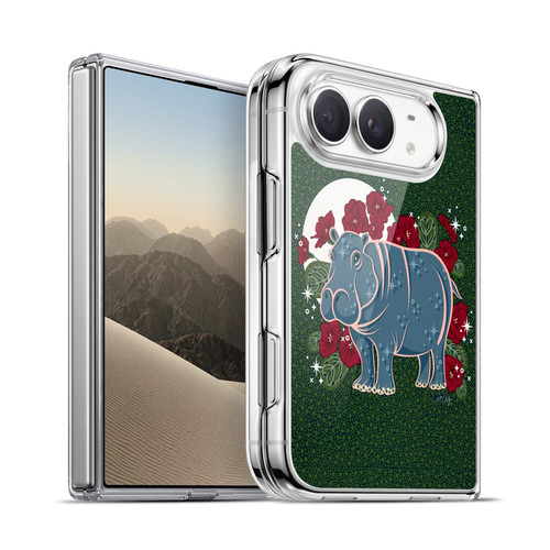 Cat Coquillette Tropical Wildlife Hippo And African Violet Soft Gel Case for Apple iPhone Duo