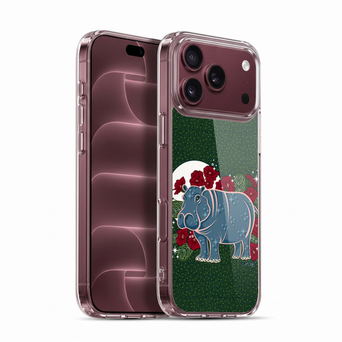 Cat Coquillette Tropical Wildlife Hippo And African Violet Soft Gel Case for Apple iPhone 18 Pro Max