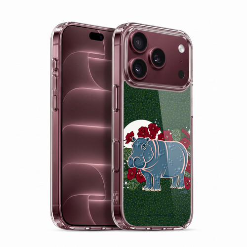 Cat Coquillette Tropical Wildlife Hippo And African Violet Soft Gel Case for Apple iPhone 18 Pro