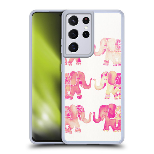 Cat Coquillette Animals 2 Pink Elephants Soft Gel Case for Samsung Galaxy S21 Ultra 5G