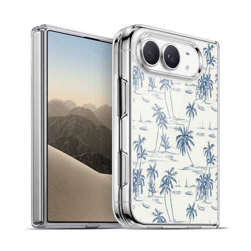 Anis Illustration Mix Pattern Blue Beach Bold Soft Gel Case for Apple iPhone Duo