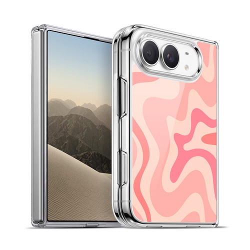 Kierkegaard Design Studio Retro Abstract Patterns Soft Pink Liquid Swirl Soft Gel Case for Apple iPhone Duo