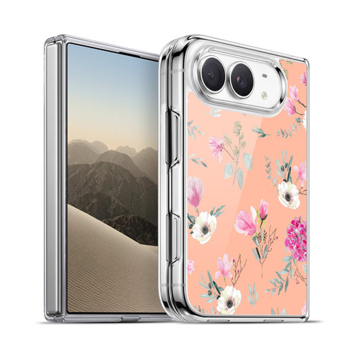 Anis Illustration Flower Pattern 2 Peach Soft Gel Case for Apple iPhone Duo