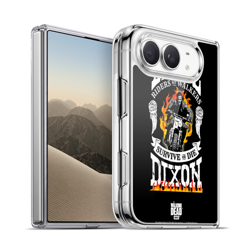 AMC The Walking Dead Daryl Dixon Biker Art Motorcycle Flames Soft Gel Case for Apple iPhone Duo