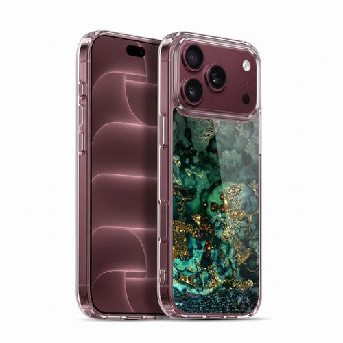 UtArt Malachite Emerald Gold And Seafoam Green Soft Gel Case for Apple iPhone 18 Pro Max