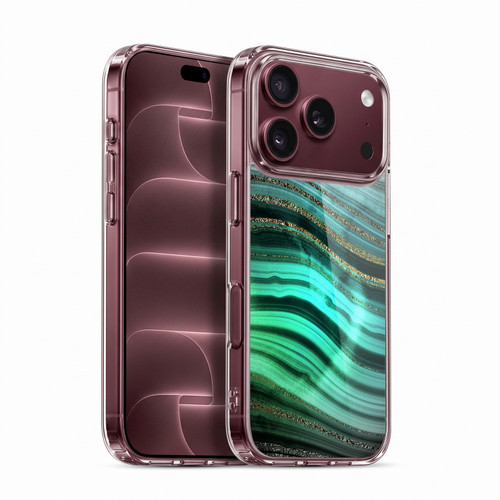 UtArt Malachite Emerald Glitter Gradient Soft Gel Case for Apple iPhone 18 Pro