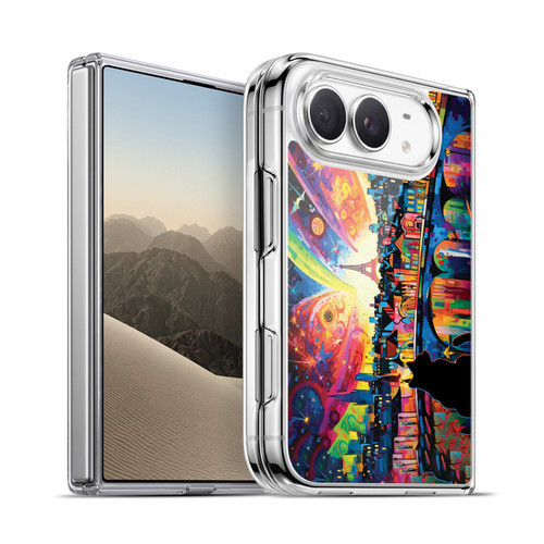 Michael David Ward Psychedelic Art Midnight Cat In Paris Soft Gel Case for Apple iPhone Duo
