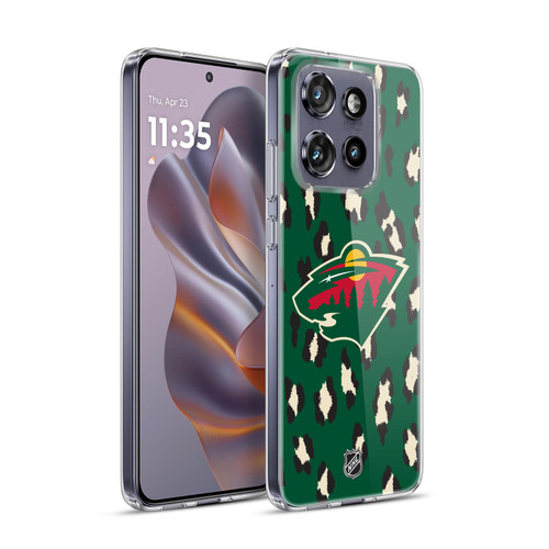 NHL Minnesota Wild Leopard Pattern Soft Gel Case for Motorola Edge 50 Neo