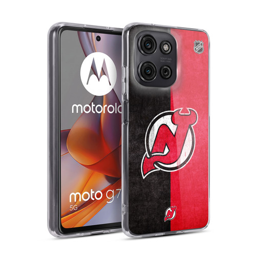 NHL New Jersey Devils Half Distressed Soft Gel Case for Motorola Moto G75