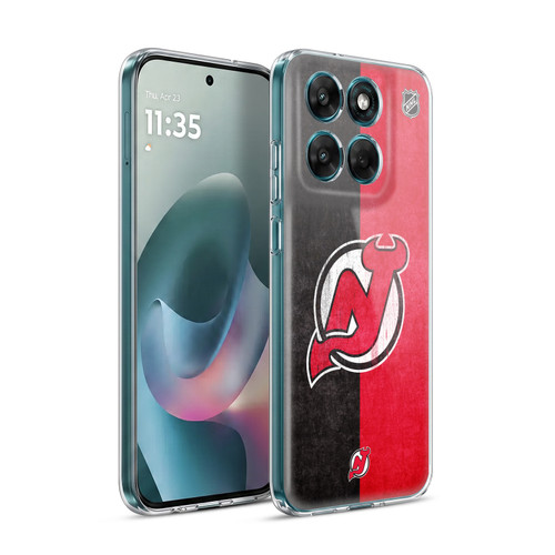 NHL New Jersey Devils Half Distressed Soft Gel Case for Motorola Moto G77