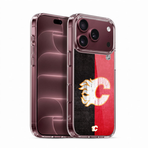 NHL Calgary Flames Half Distressed Soft Gel Case for Apple iPhone 18 Pro