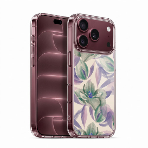 Anis Illustration Floral And Leaves Magnolias Paint Purple Soft Gel Case for Apple iPhone 18 Pro
