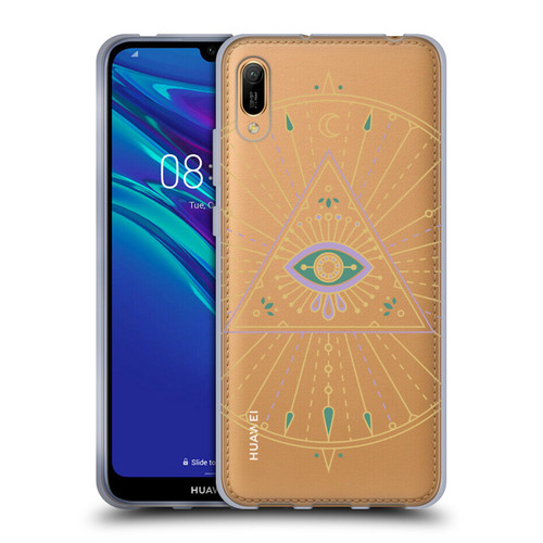 Cat Coquillette Evil Eye Purple Green Mandala Soft Gel Case for Huawei Y6 Pro (2019)