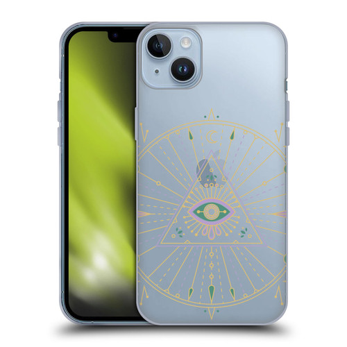 Cat Coquillette Evil Eye Purple Green Mandala Soft Gel Case for Apple iPhone 14 Plus