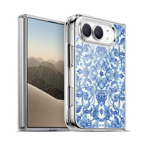 Micklyn Le Feuvre Floral Patterns Denim Blues Soft Gel Case for Apple iPhone Duo