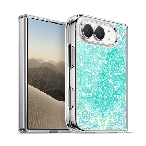Micklyn Le Feuvre Floral Patterns Mint Green And Aqua Soft Gel Case for Apple iPhone Duo
