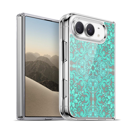 Micklyn Le Feuvre Floral Patterns Mint Green And Grey Soft Gel Case for Apple iPhone Duo