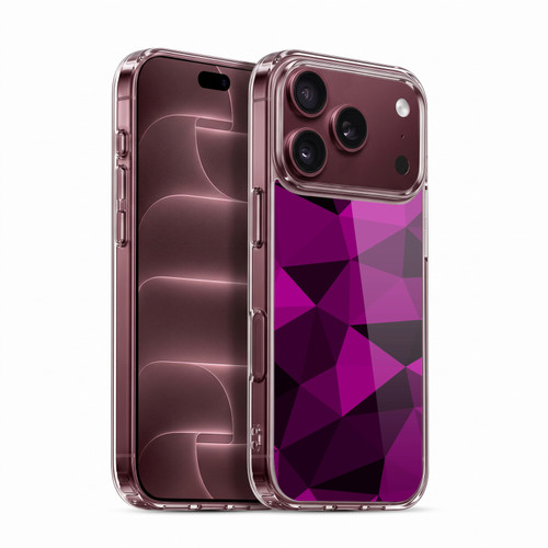 PLdesign Geometric Patterns Dark Pink And Black Mesh Soft Gel Case for Apple iPhone 18 Pro