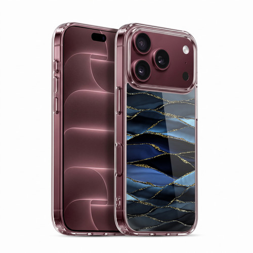 UtArt Dark Night Marble Deep Sparkle Waves Soft Gel Case for Apple iPhone 18 Pro