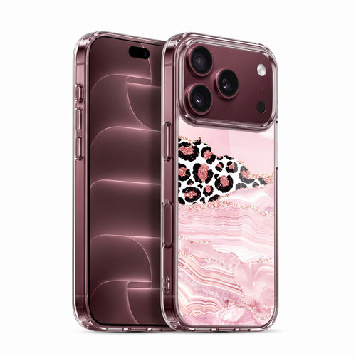 UtArt Wild Cat Marble Pink Glitter Soft Gel Case for Apple iPhone 18 Pro
