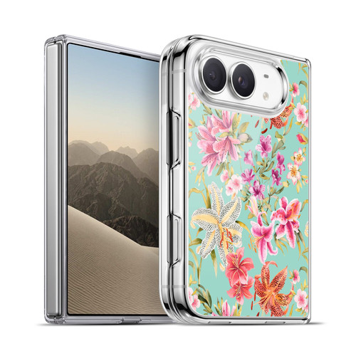 Ninola Pastel Beautiful Floral Liliums Pink Aqua Soft Gel Case for Apple iPhone Duo