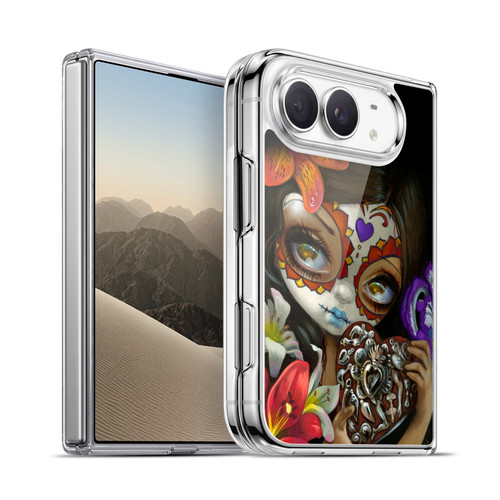 Strangeling Art Day of Dead Heart Charm Soft Gel Case for Apple iPhone Duo