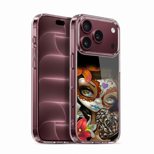 Strangeling Art Day of Dead Heart Charm Soft Gel Case for Apple iPhone 18 Pro